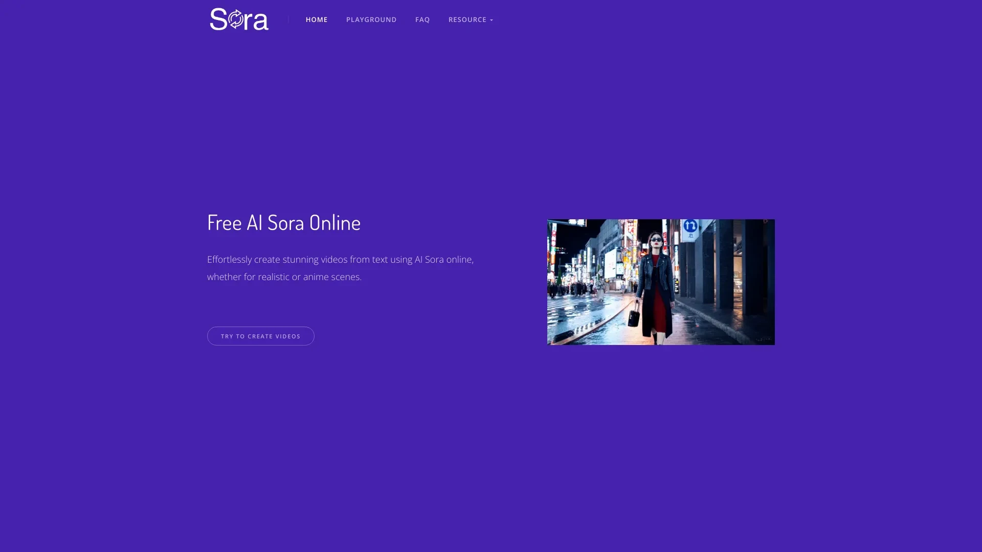 AI Sora Online website preview