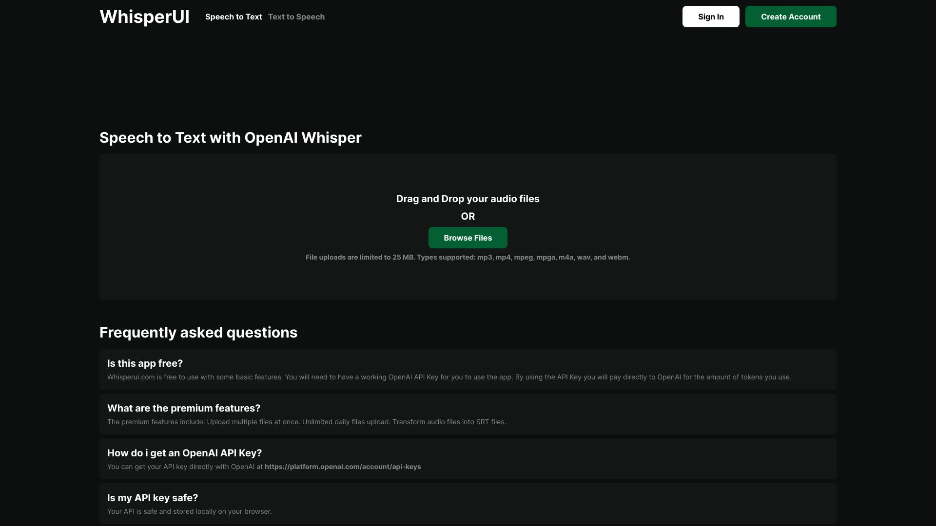 WhisperUI website preview