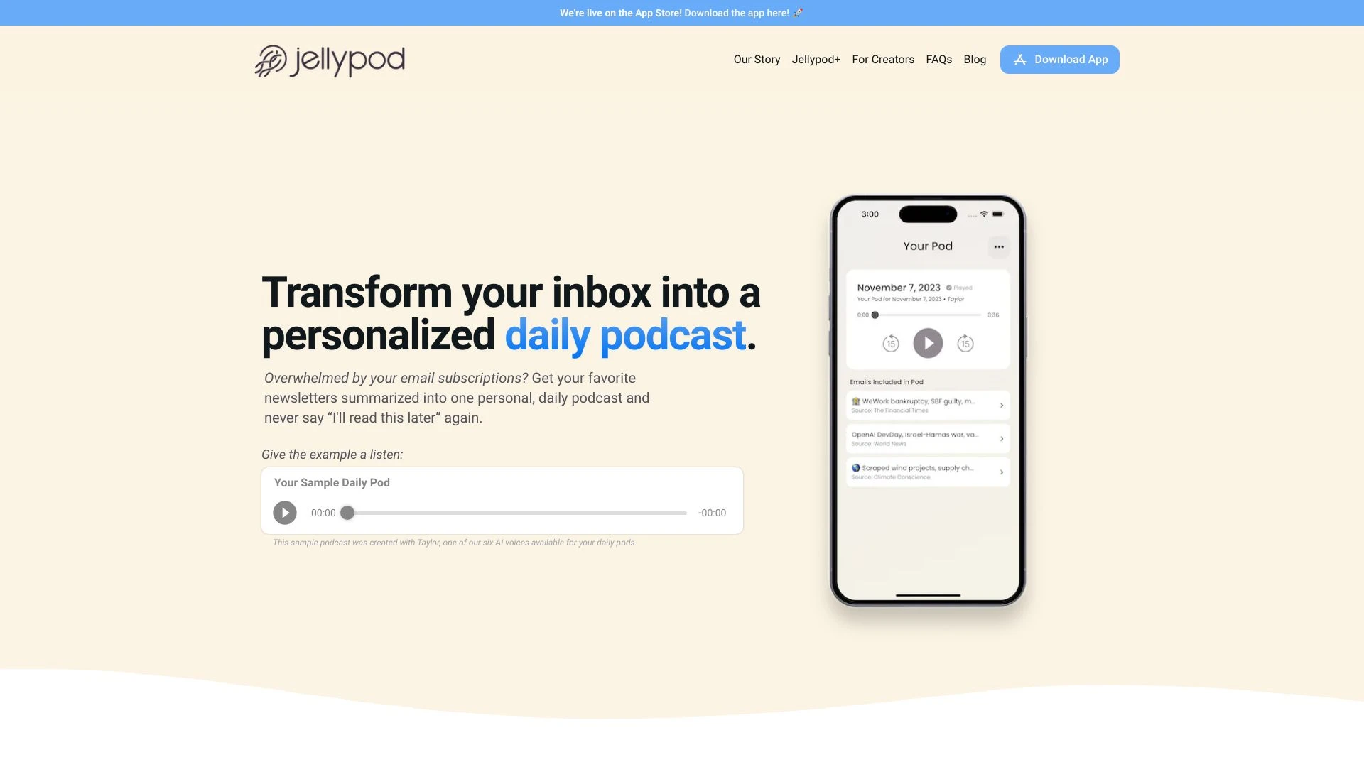 Jellypod website preview