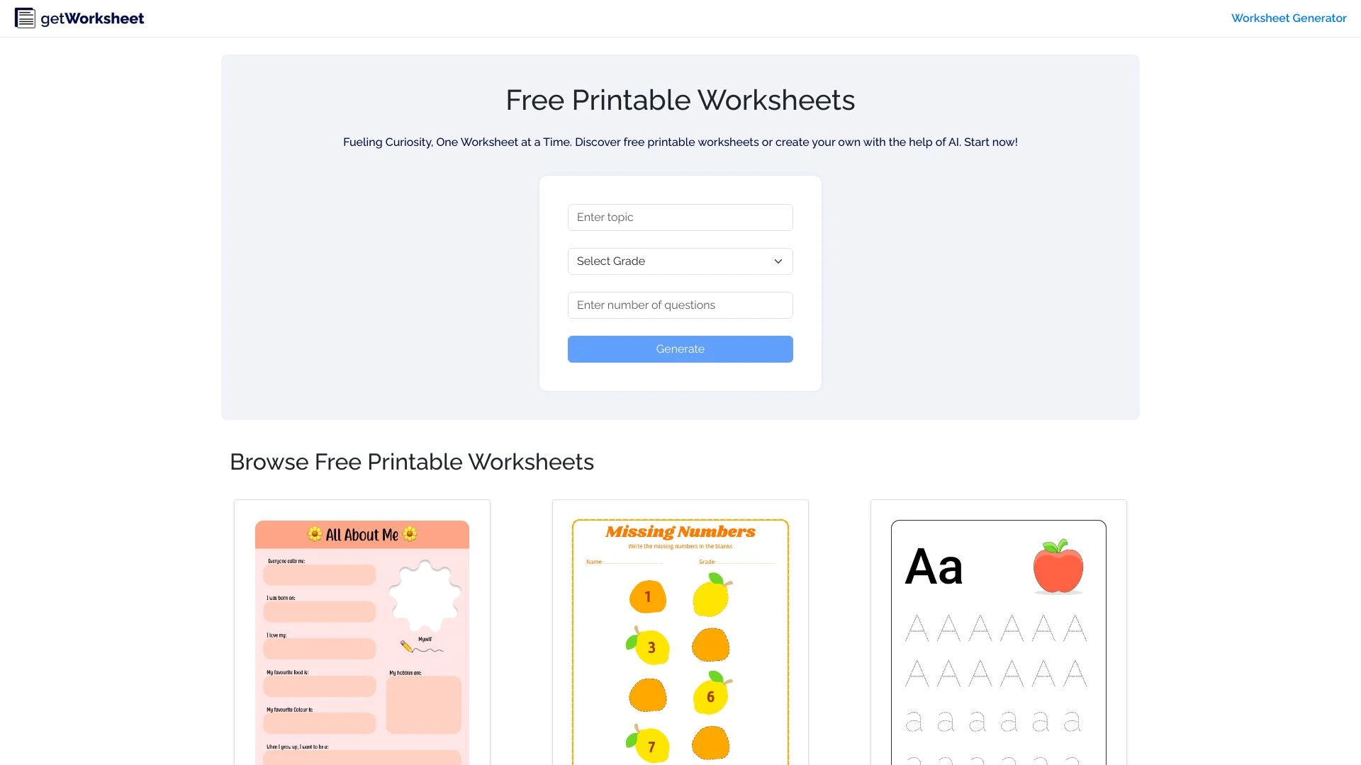 Get Worksheet website preview