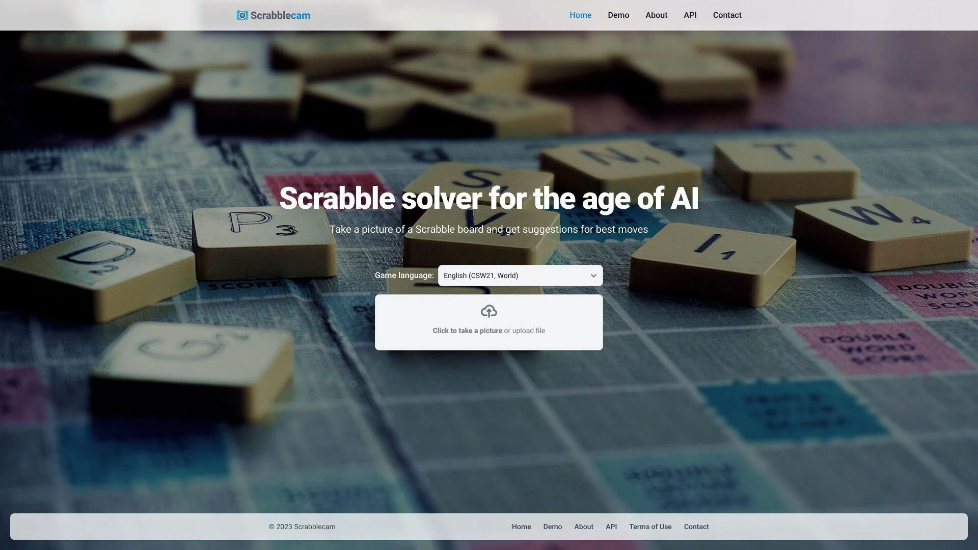 Scrabblecam website preview