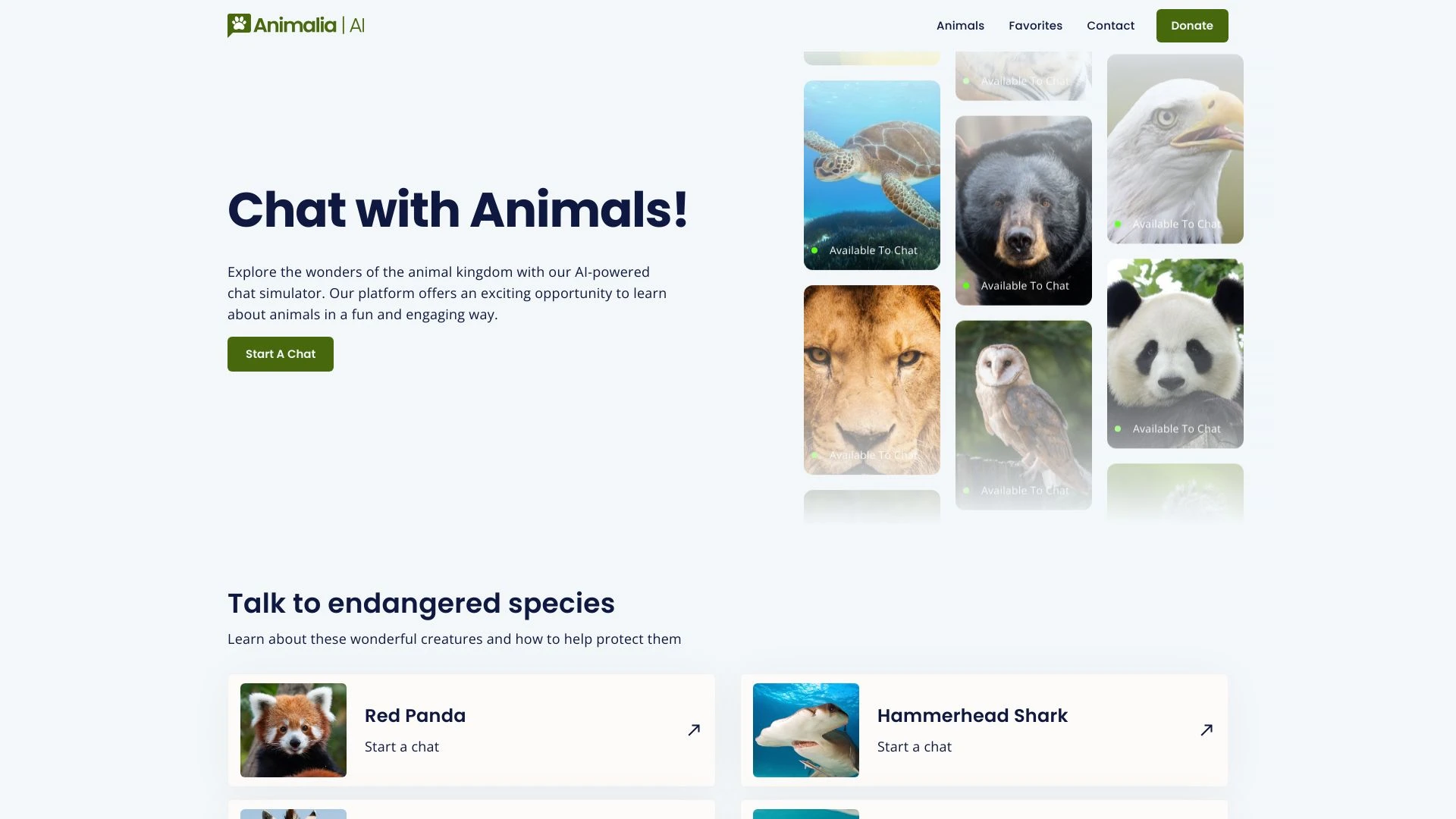 Animalia AI website preview