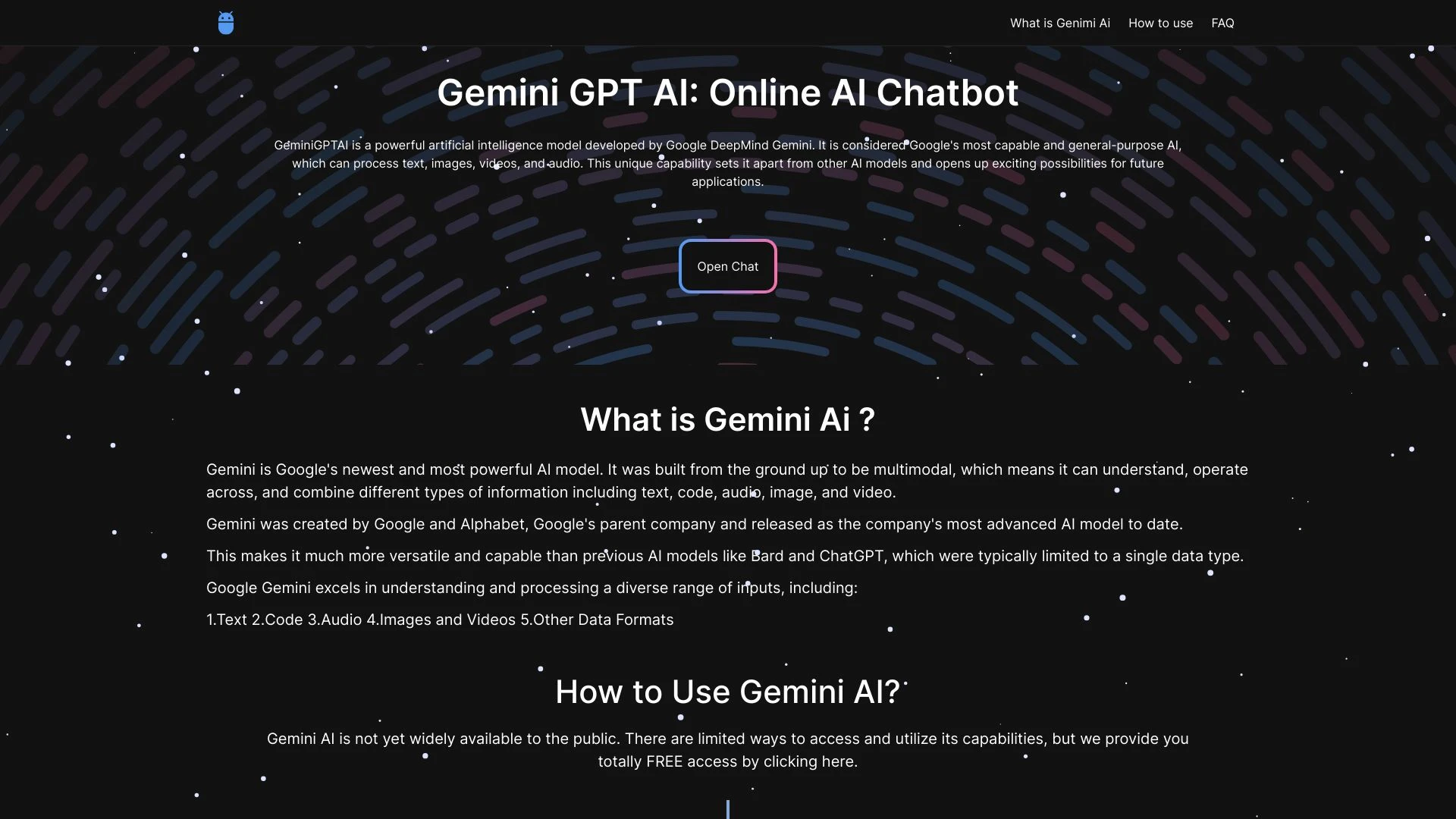 Gemini GPT AI website preview