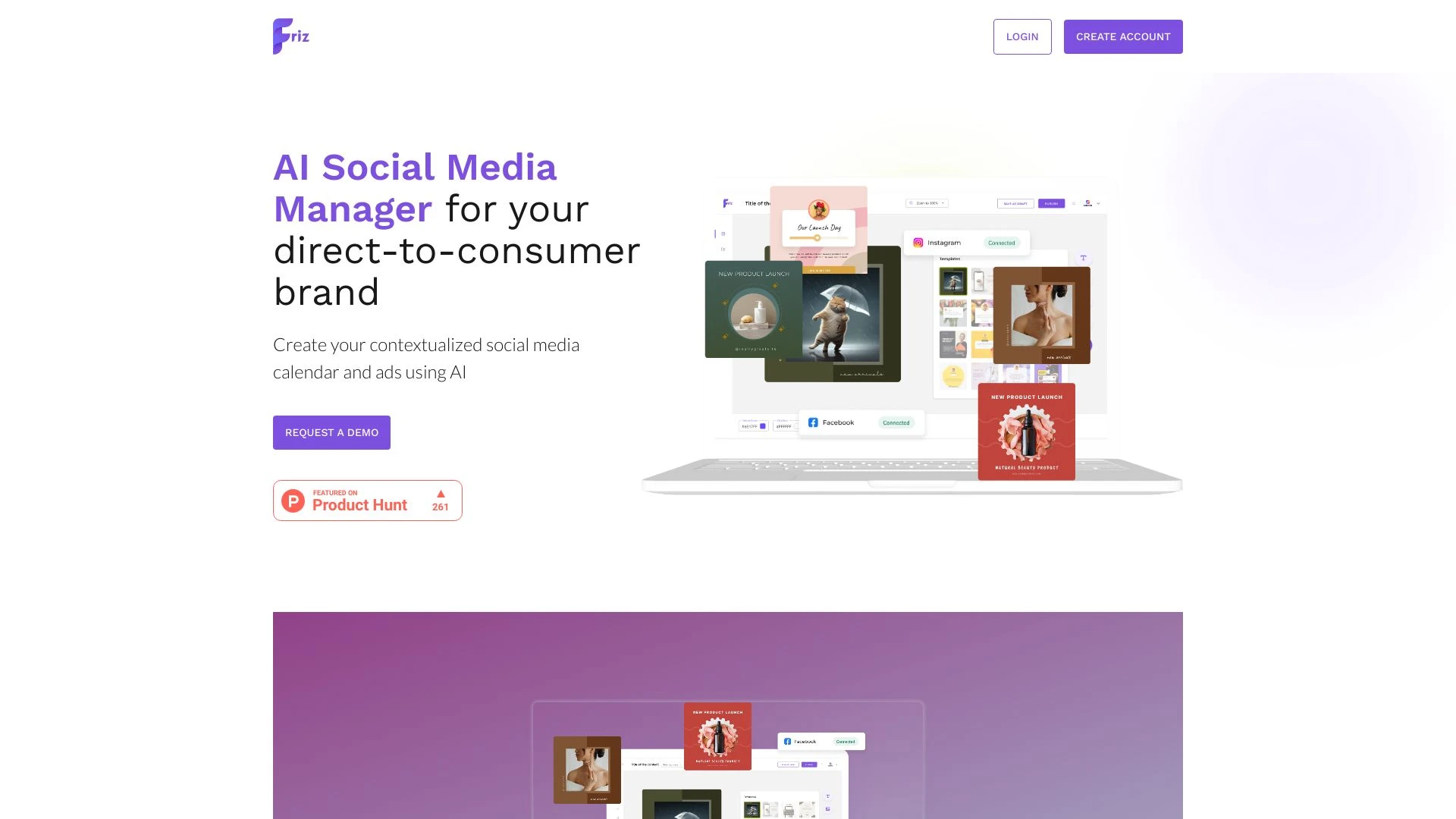 Friz - Co-pilot for Social Media Management website preview