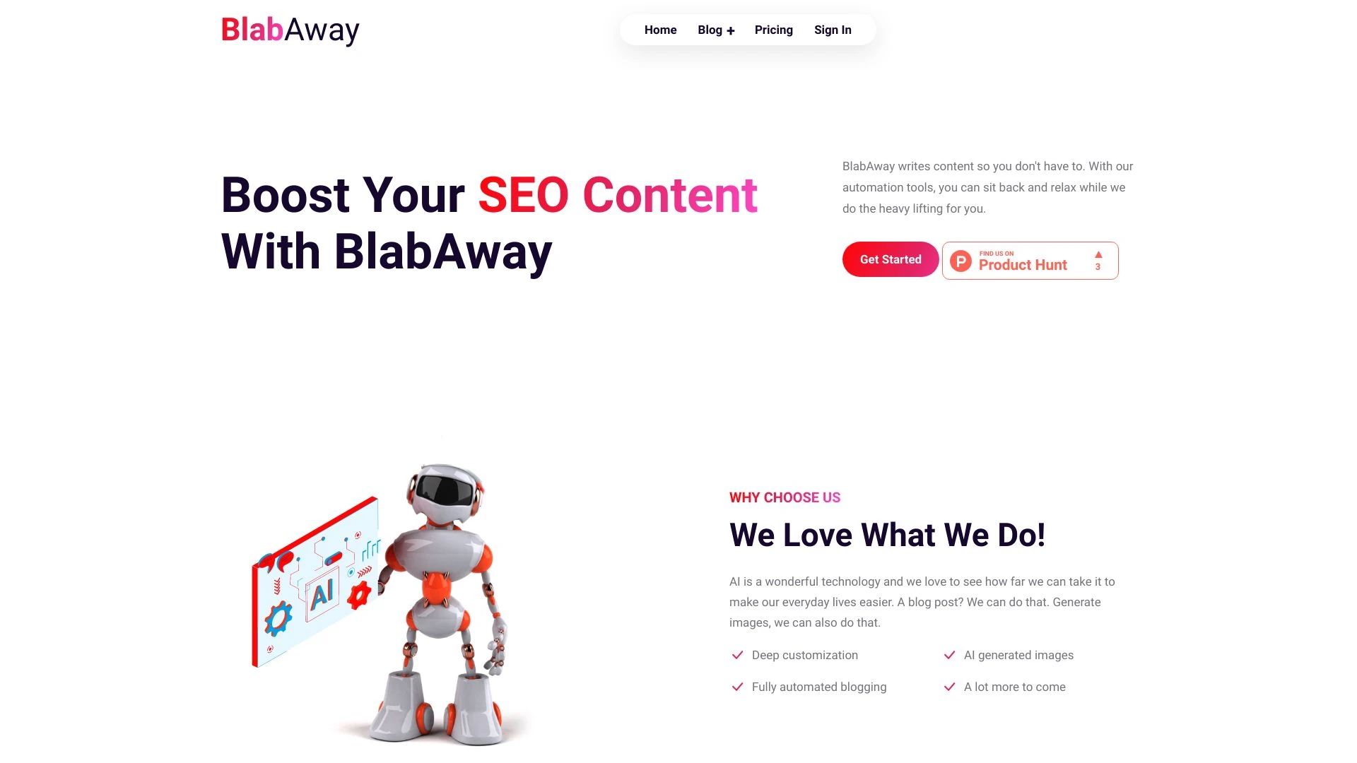 BlabAway website preview