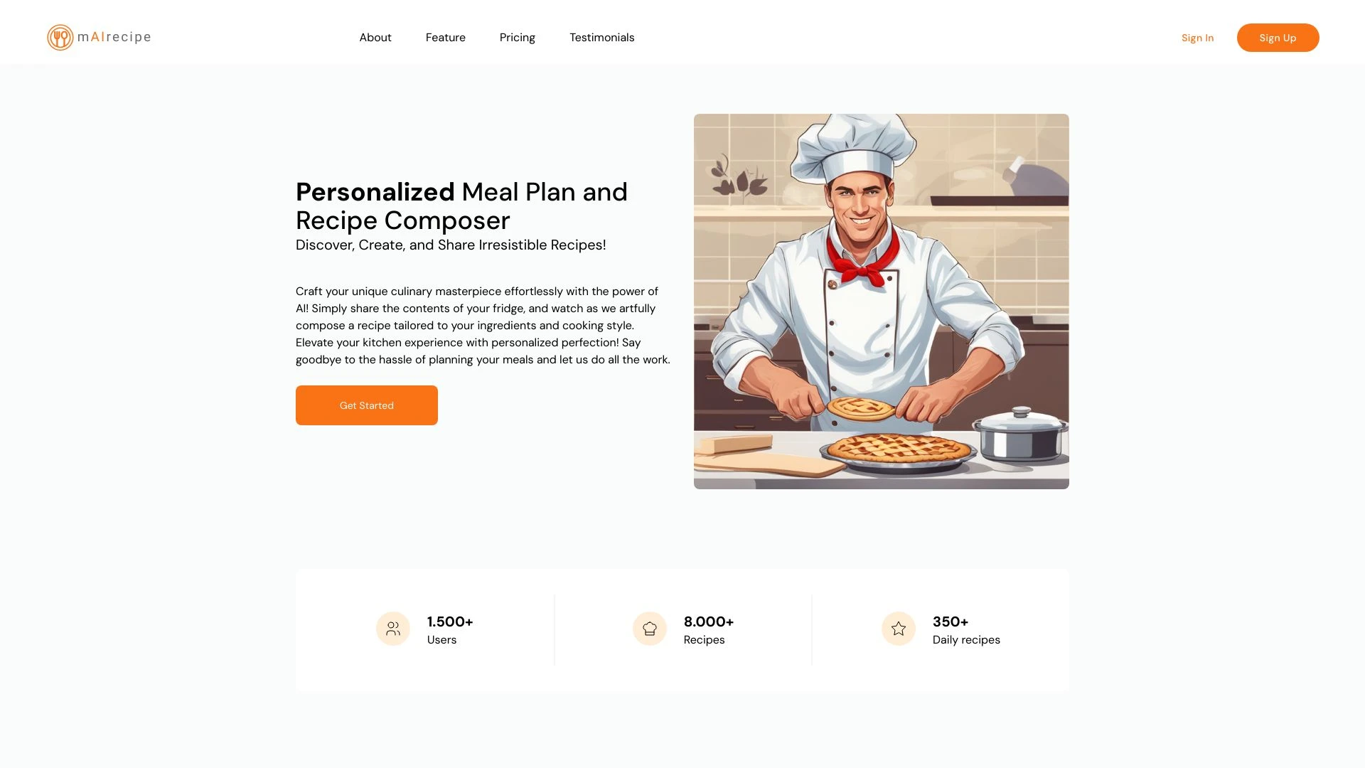 Personalized Meal Plan and Recipe Composer website preview