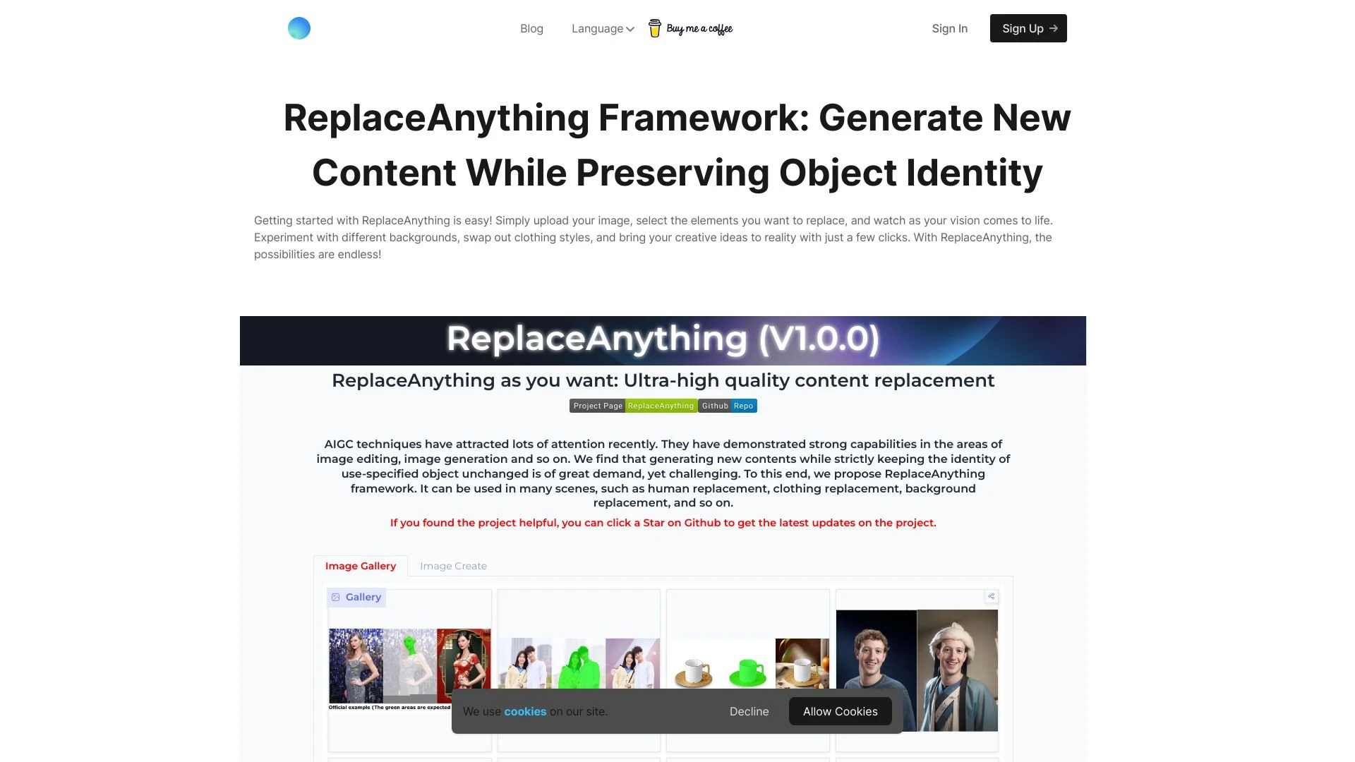 ReplaceAnything website preview