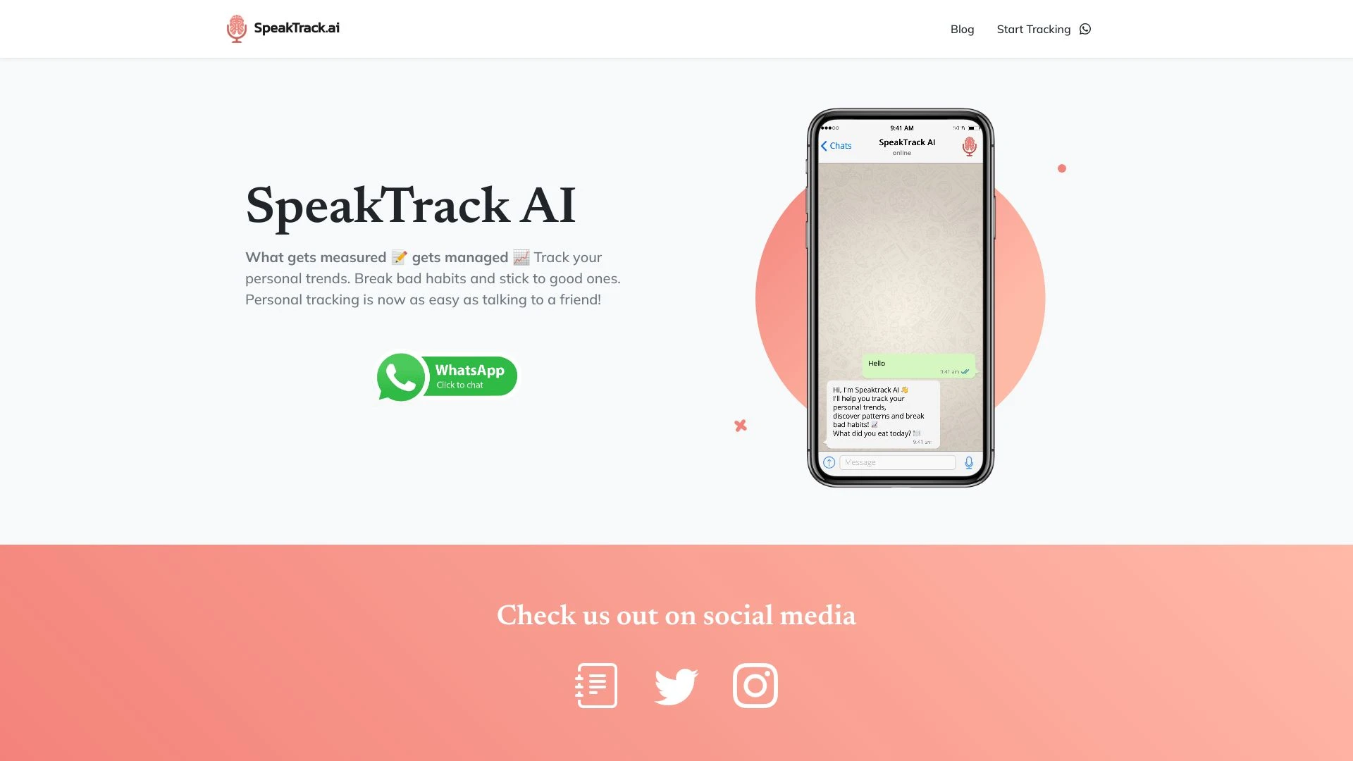 SpeakTrackAI website preview