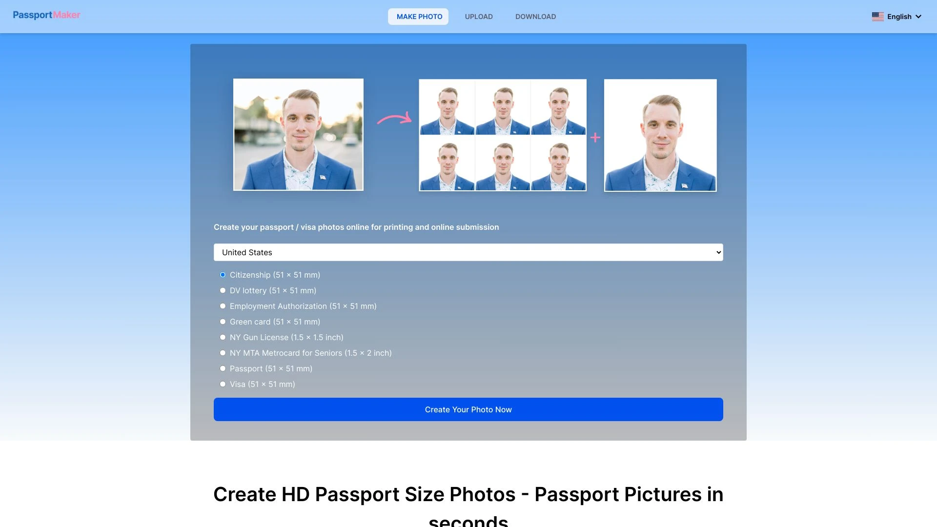 Passport Maker AI website preview