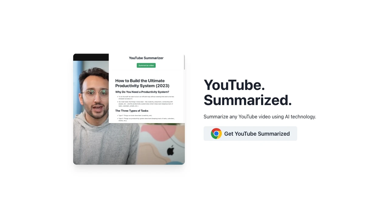 YouTube Summarized website preview