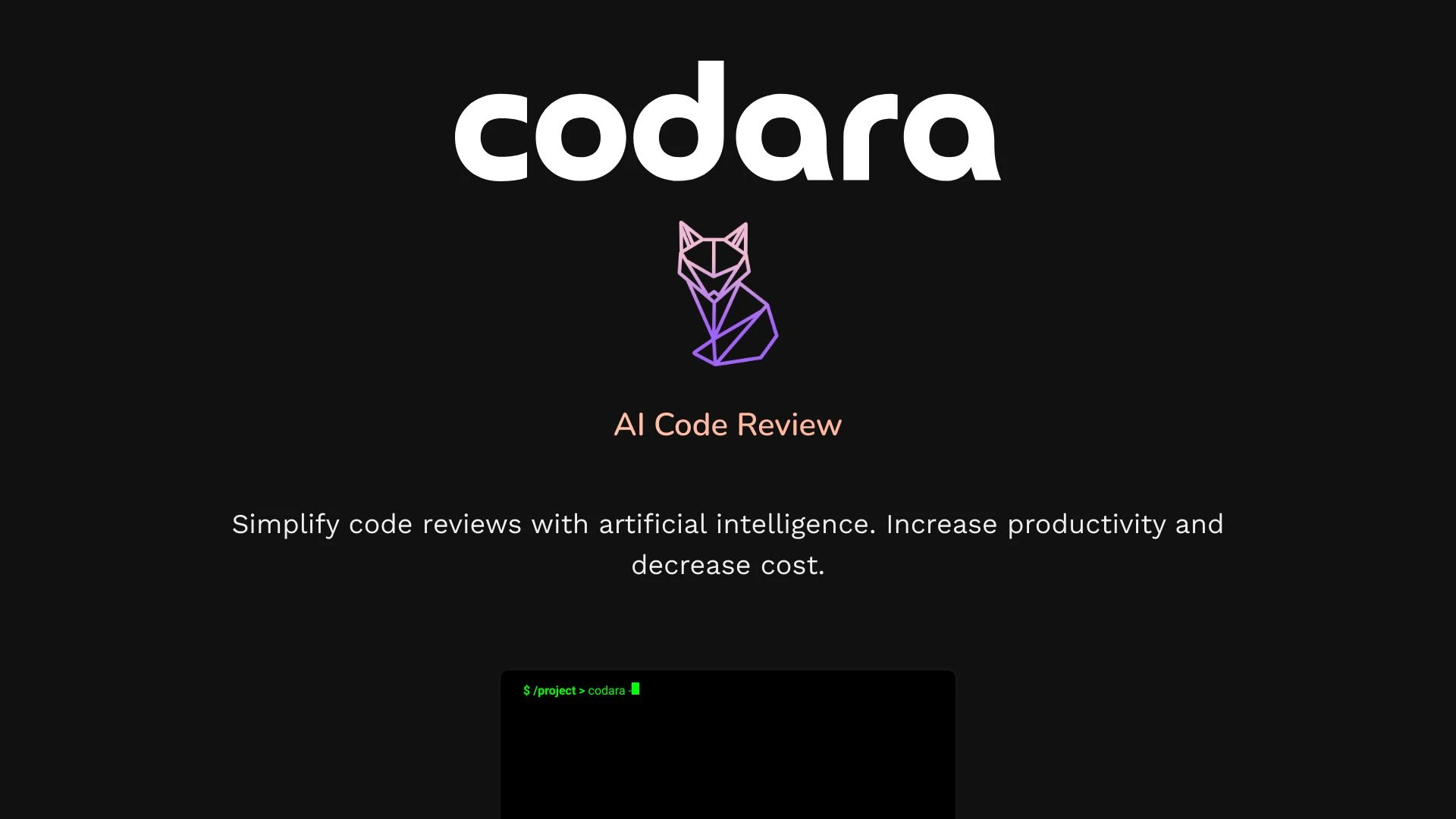 Codara - AI Code Reviewer website preview