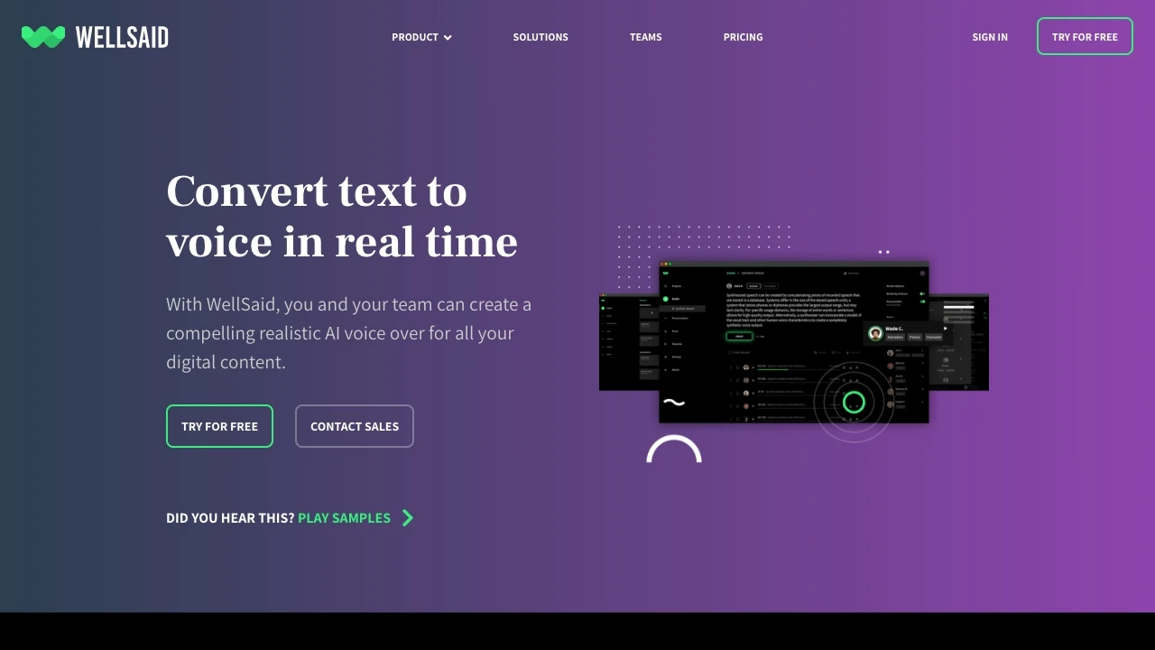 WellSaid Labs website preview