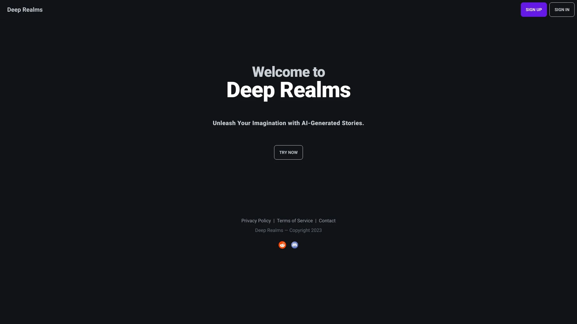 Deep Realms website preview