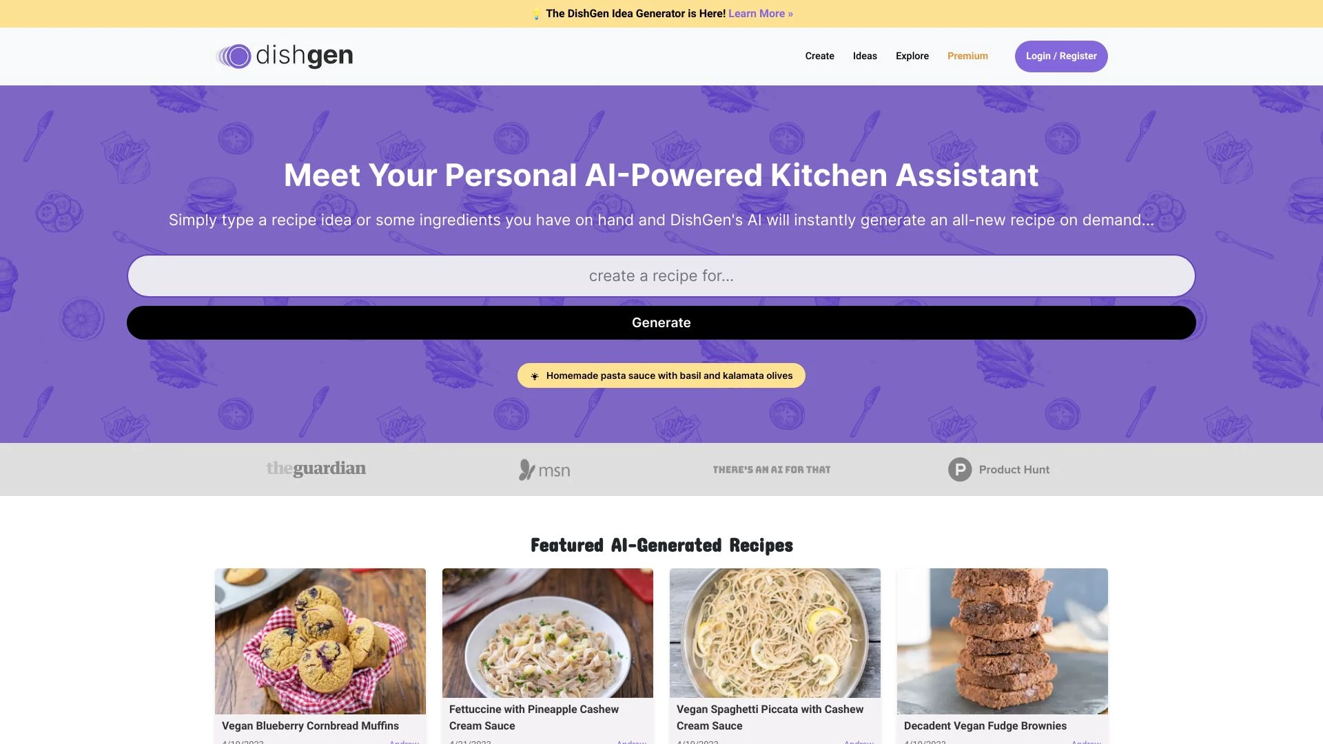 DishGen website preview