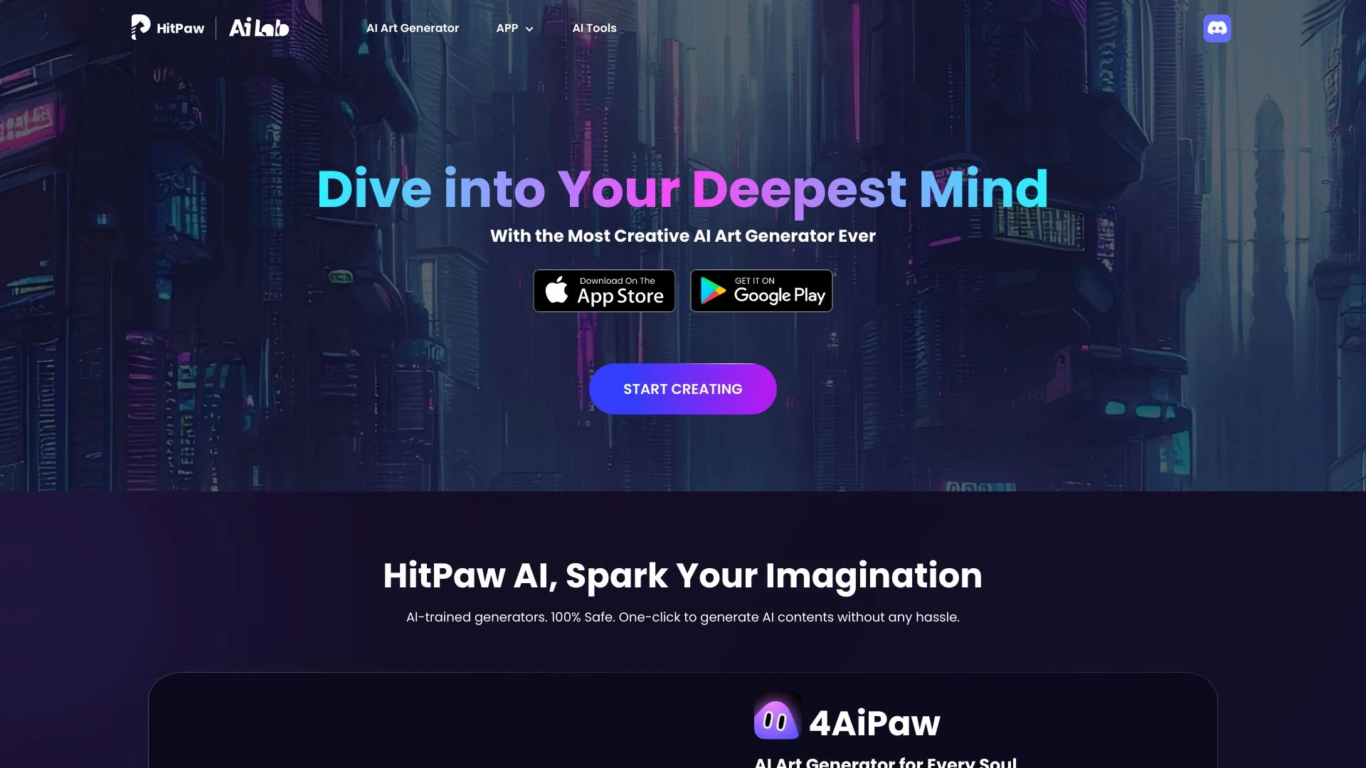 HitPaw AI Art Generator website preview