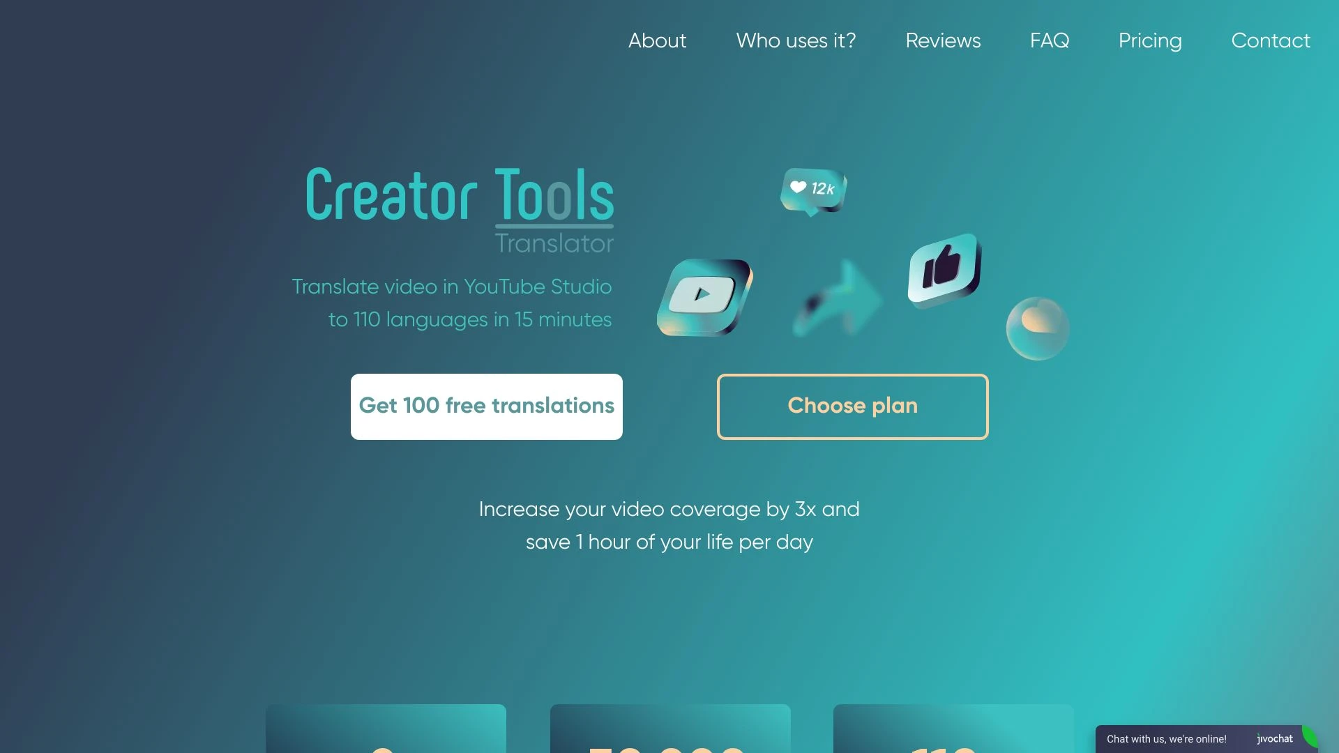 Creator Tools Translator website preview