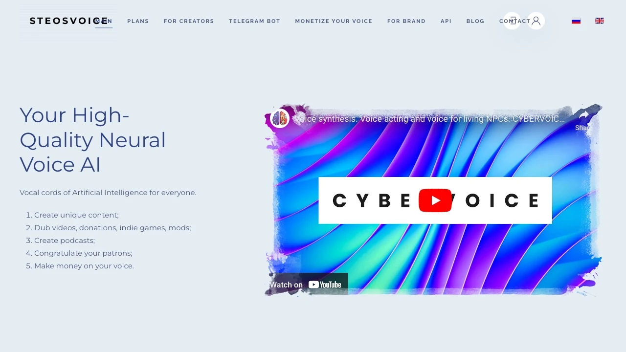 SteosVoice website preview