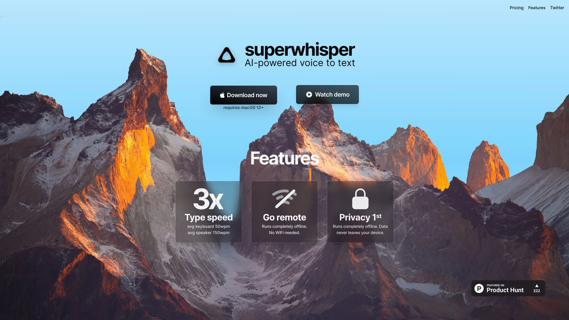 SuperWhisper website preview