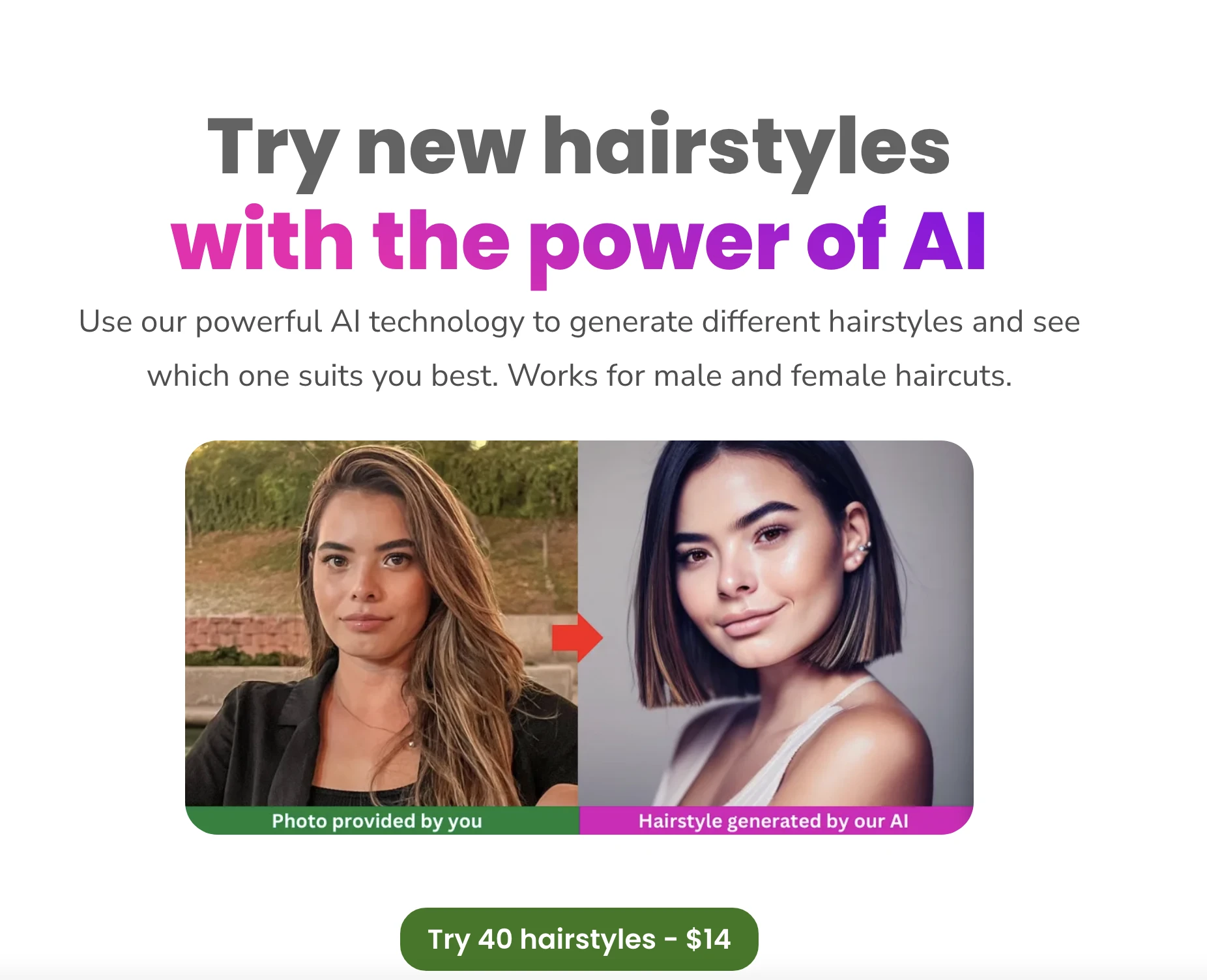 Hairstyle AI website preview