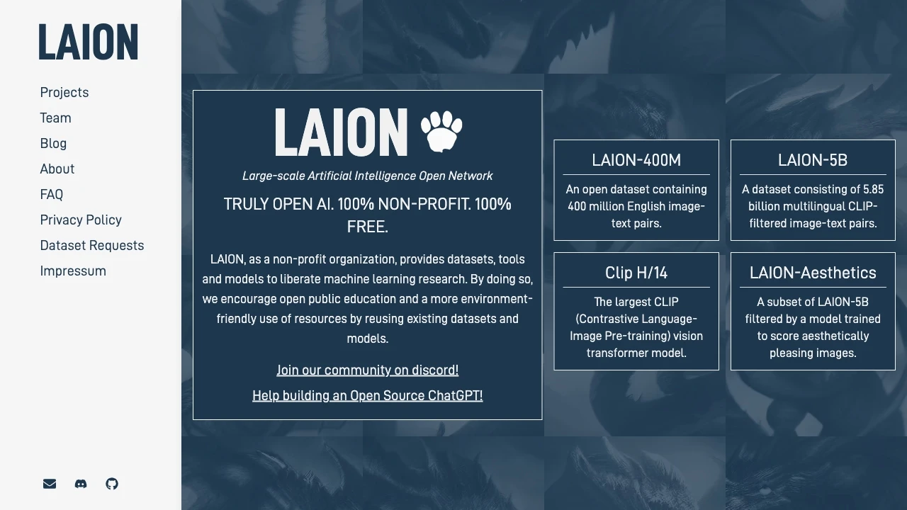 LAION - Large-scale Artificial Intelligence Open Network website preview