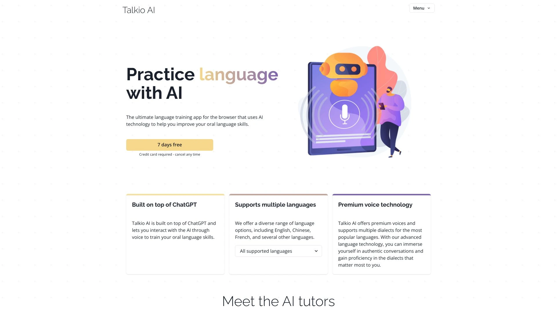 Talkio AI website preview