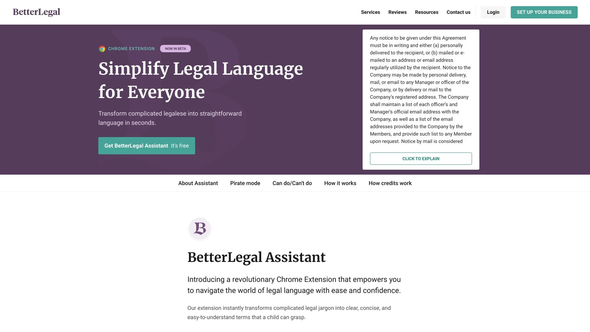 BetterLegal website preview