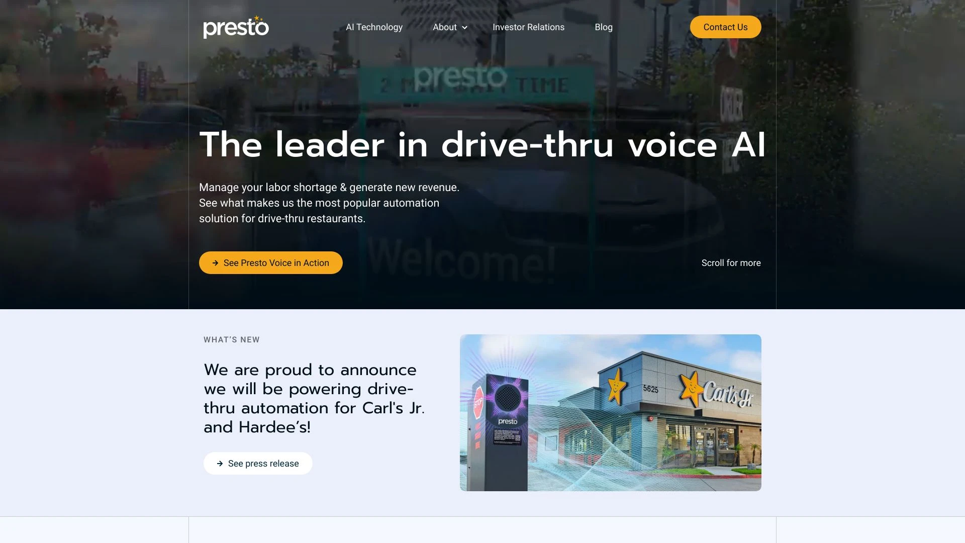 Presto website preview