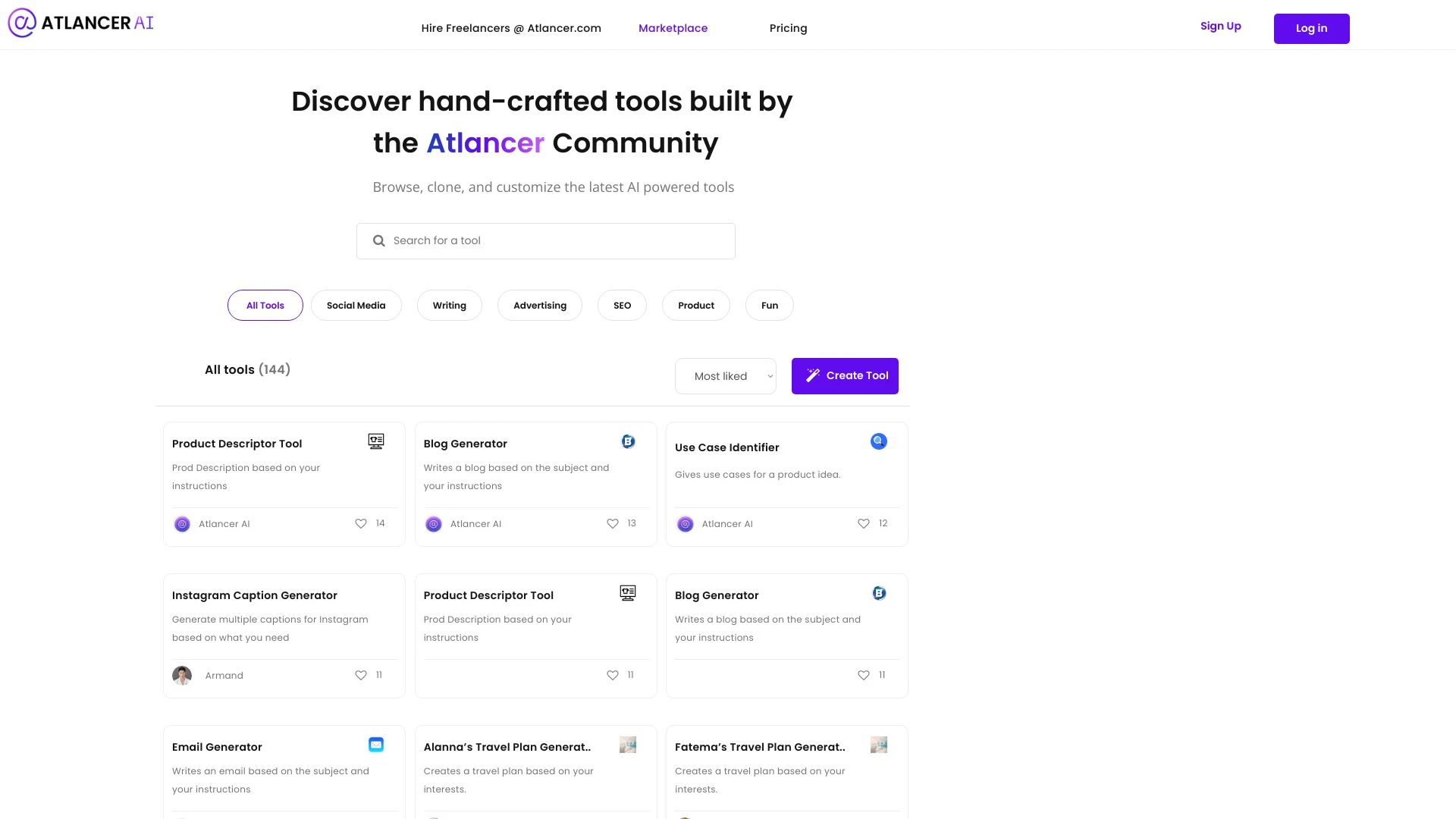 Atlancer.ai website preview