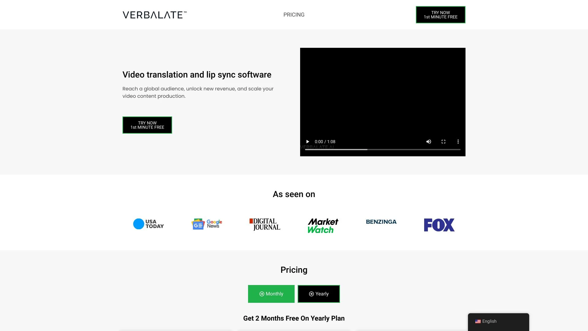 Verbalate™ website preview