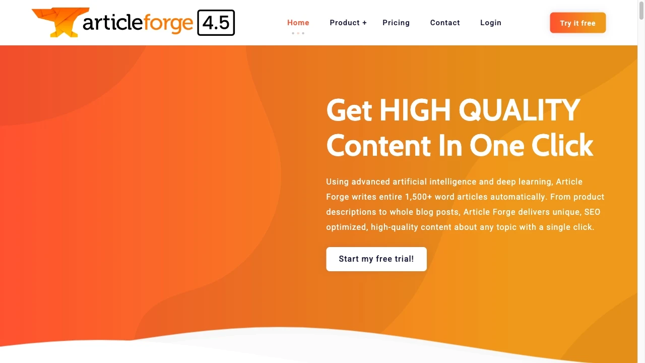 Article Forge website preview