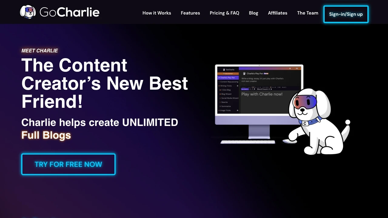 GoCharlie website preview