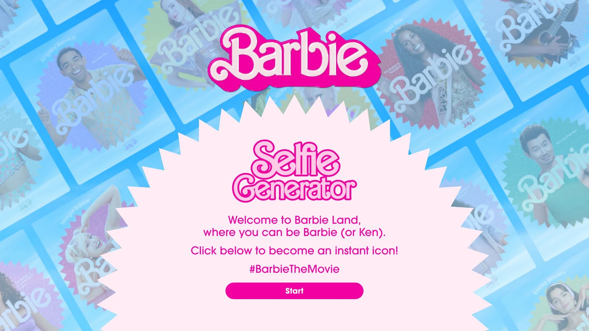 Barbie Selfie Generator website preview