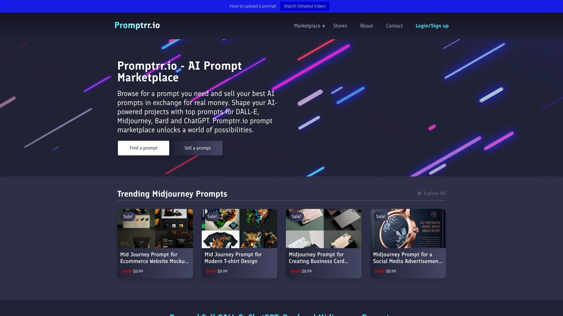 Promptrr.io - AI Prompt Marketplace website preview