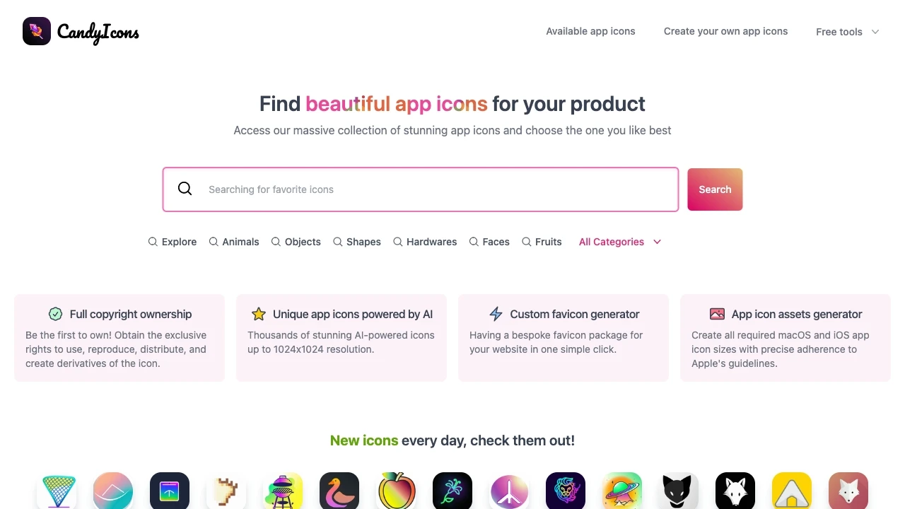 CandyIcons website preview