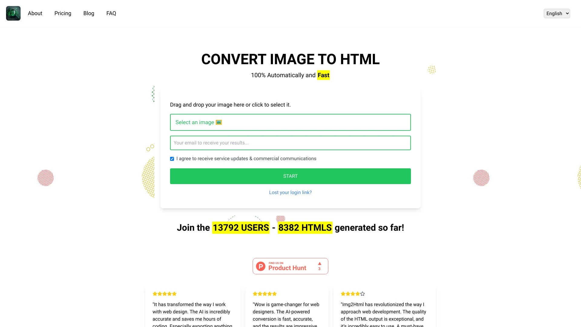 Img2html website preview