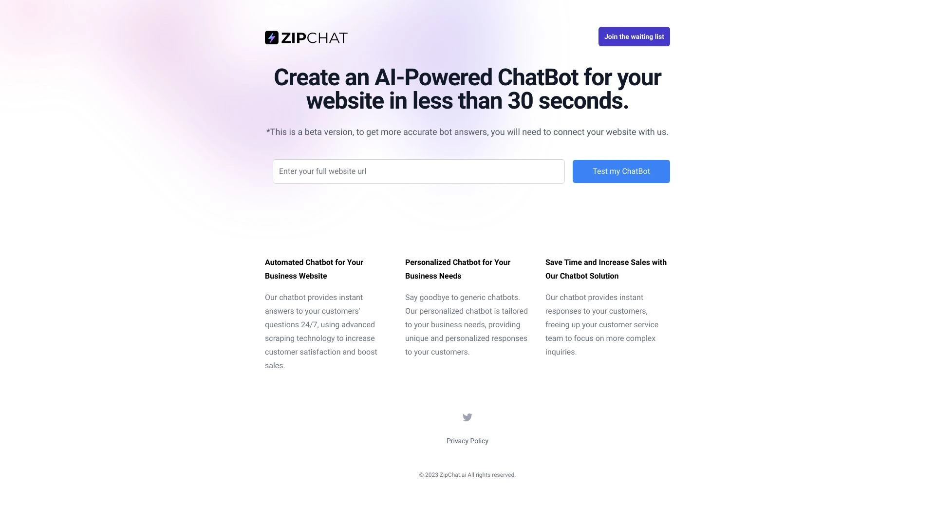 Zipchat® website preview