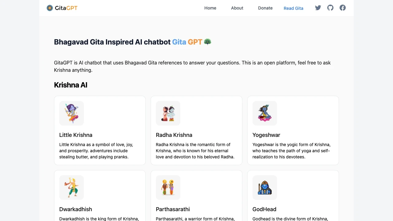 Gita GPT website preview