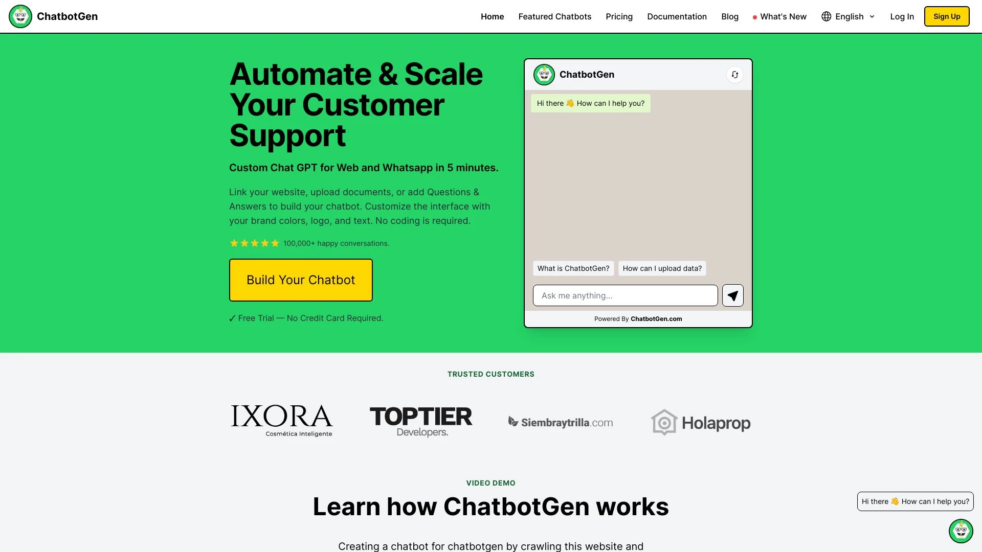 ChatbotGen website preview