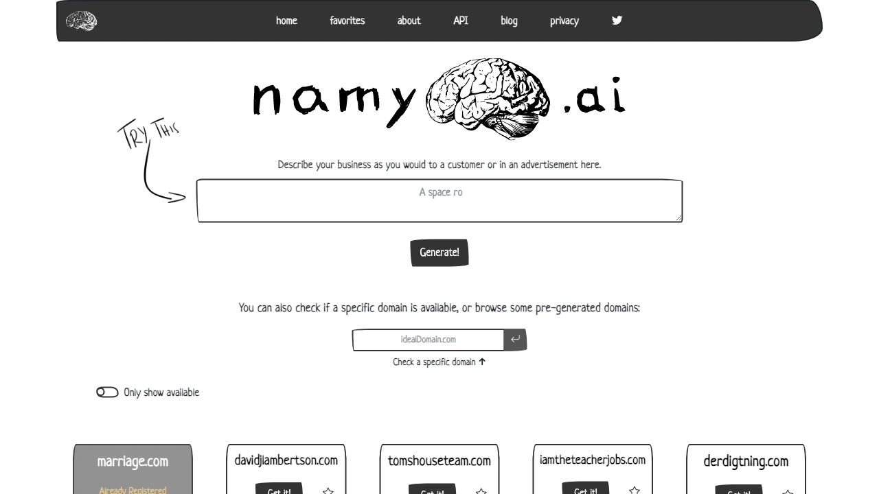 Namy.ai website preview