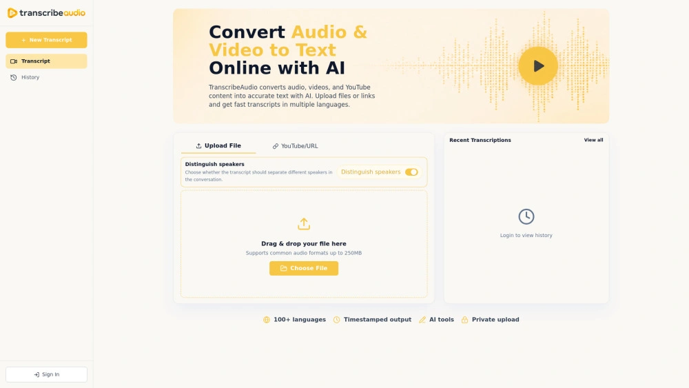 Transcribe Audio preview