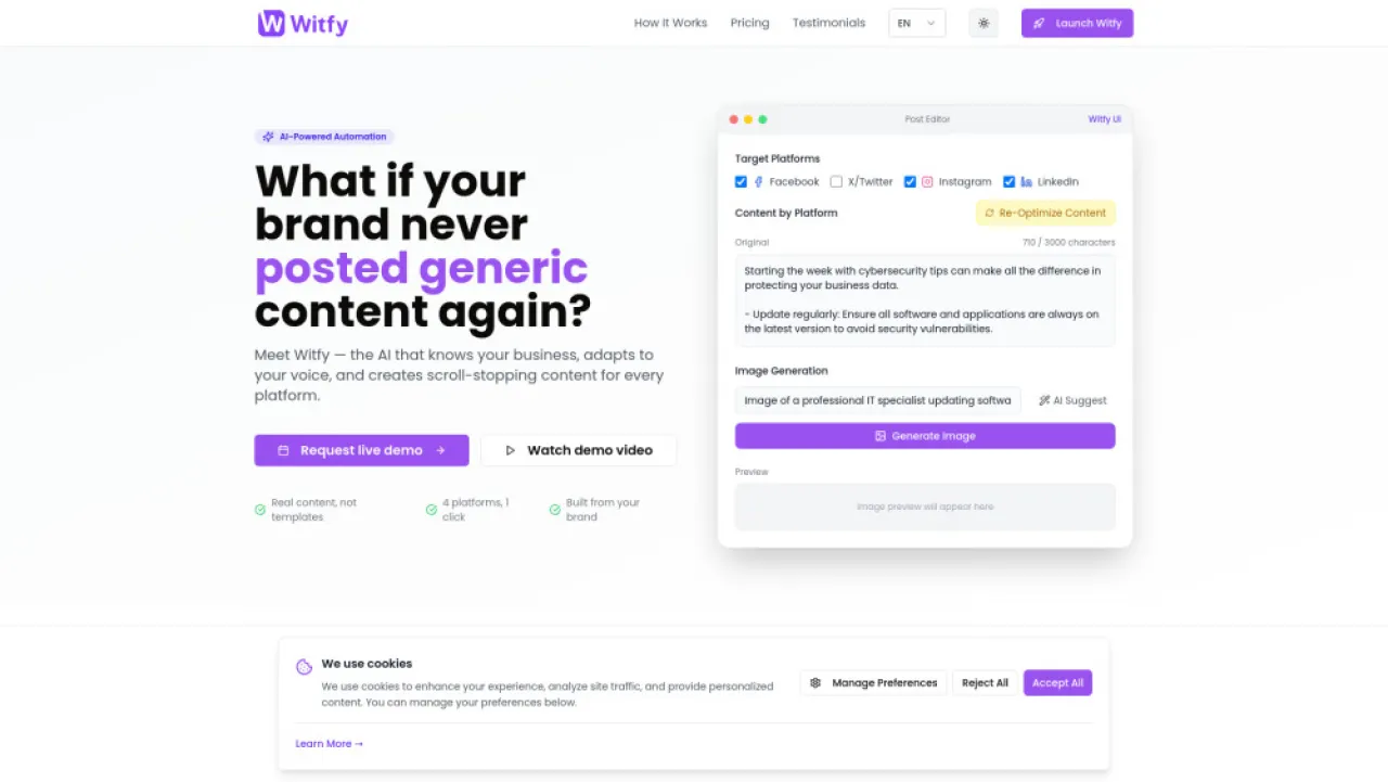 Witfy website preview