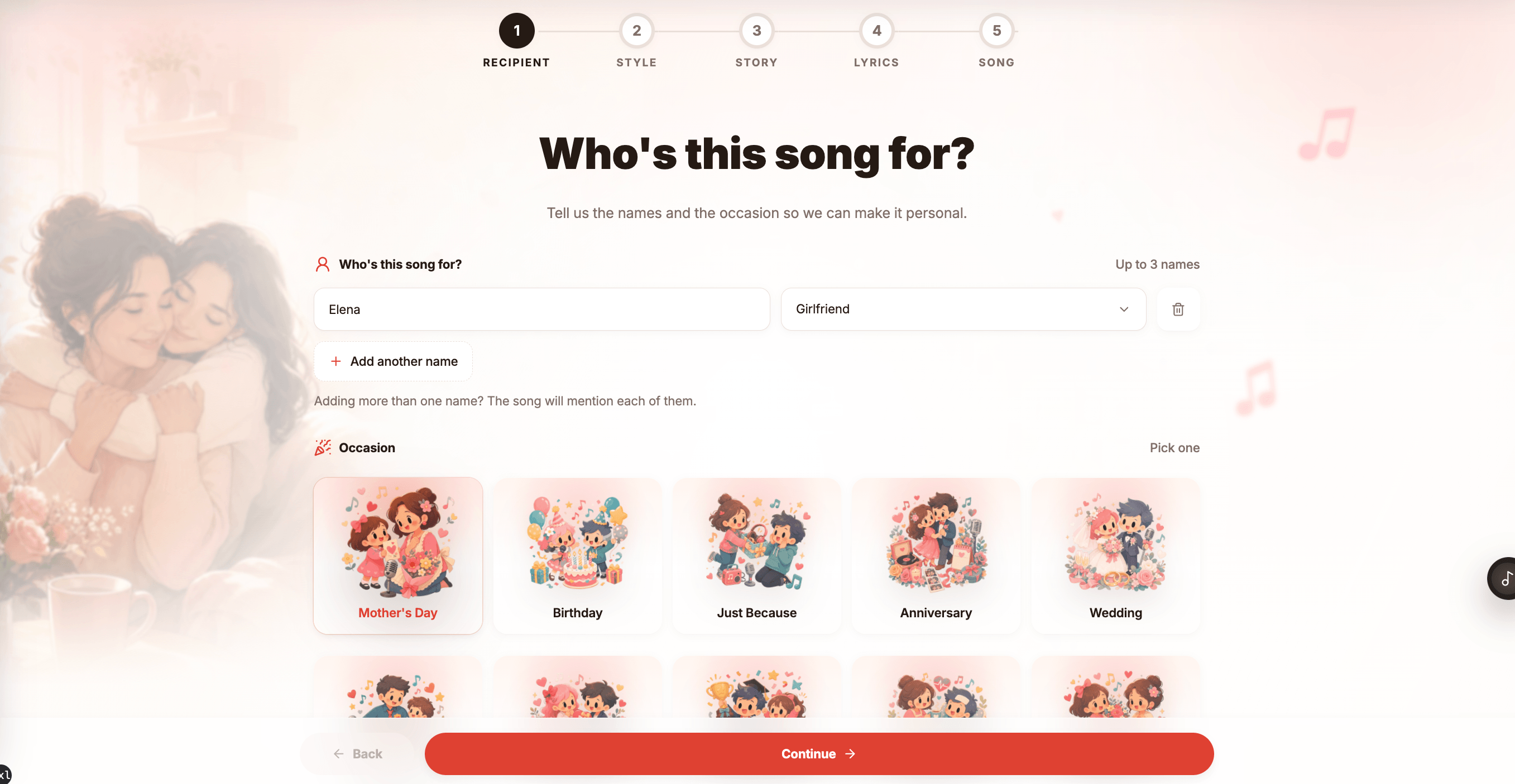 Create Custom Song - Who's this song for?