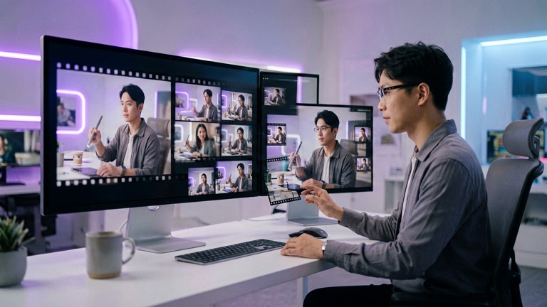 AI video creation workflow showing consistent frames across a short video sequence